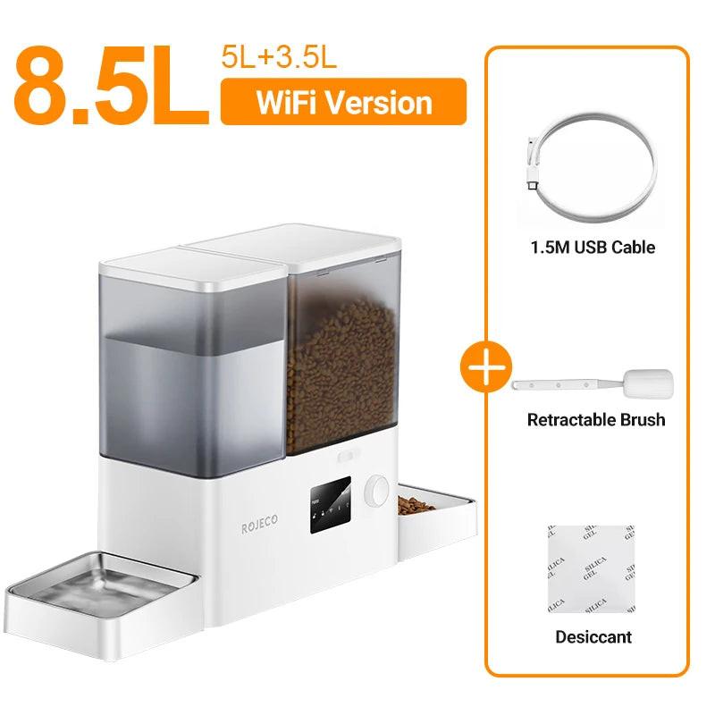 MyPetStop Smart Automatic Pet Feeder & Water Fountain with WIFI App Control - 8.5L Capacity for Dogs & Cats