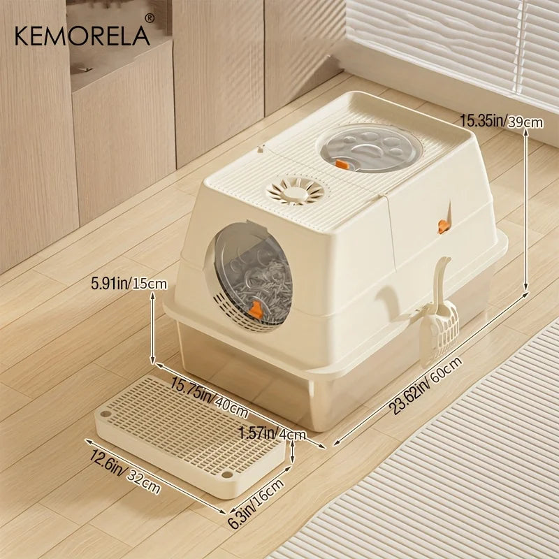 MyPetStop™ CleanZone Cat Litter Box - 3 in 1 Smart Design Stainless Steel Anti Odour & Mess Proof
