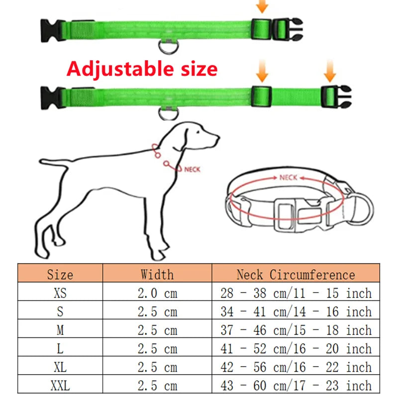 MyPetStop™ GlowGuard USB LED Dog Collar – High Visibility Night Safety Collar for Dogs & Pets