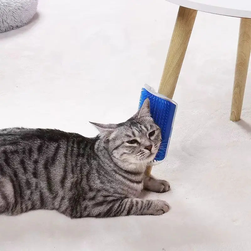 MyPetStop™ Self-Grooming Cat Brush – Corner & Wall-Mounted Massager with Catnip