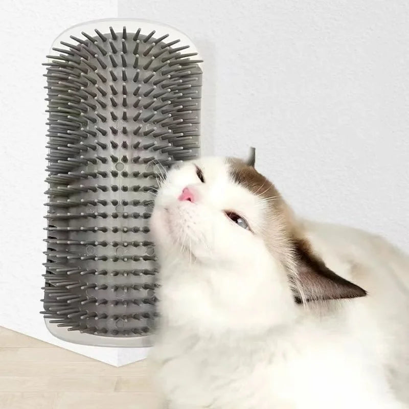 MyPetStop™ Self-Grooming Cat Brush – Corner & Wall-Mounted Massager with Catnip