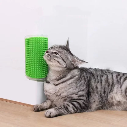 MyPetStop™ Self-Grooming Cat Brush – Corner & Wall-Mounted Massager with Catnip