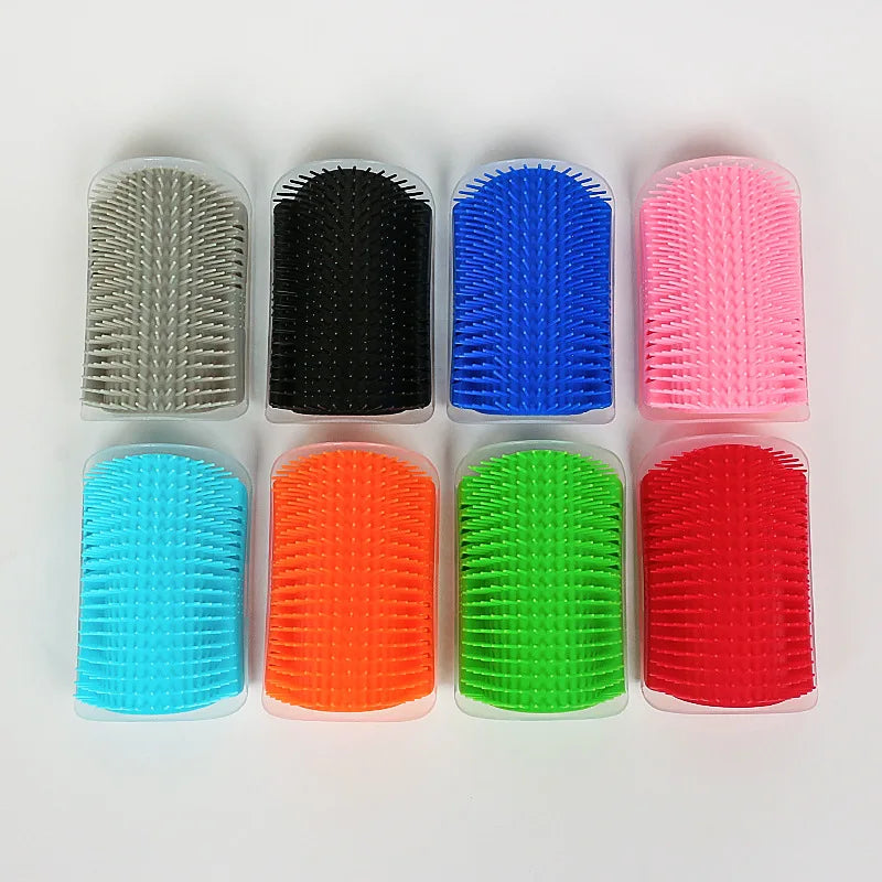 MyPetStop™ Self-Grooming Cat Brush – Corner & Wall-Mounted Massager with Catnip