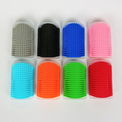 MyPetStop™ Self-Grooming Cat Brush – Corner & Wall-Mounted Massager with Catnip