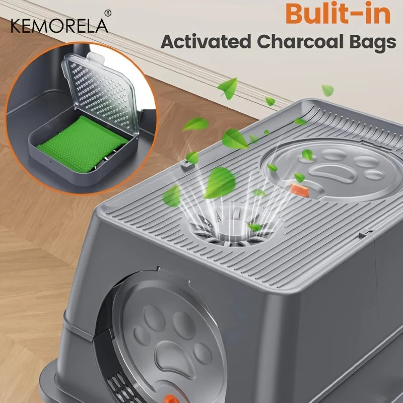 MyPetStop™ CleanZone Cat Litter Box - 3 in 1 Smart Design Stainless Steel Anti Odour & Mess Proof