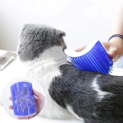 MyPetStop™ Self-Grooming Cat Brush – Corner & Wall-Mounted Massager with Catnip
