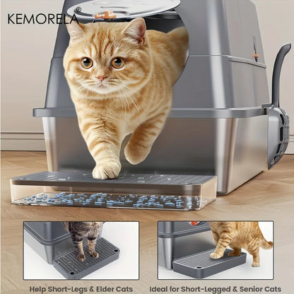 MyPetStop™ CleanZone Cat Litter Box - 3 in 1 Smart Design Stainless Steel Anti Odour & Mess Proof