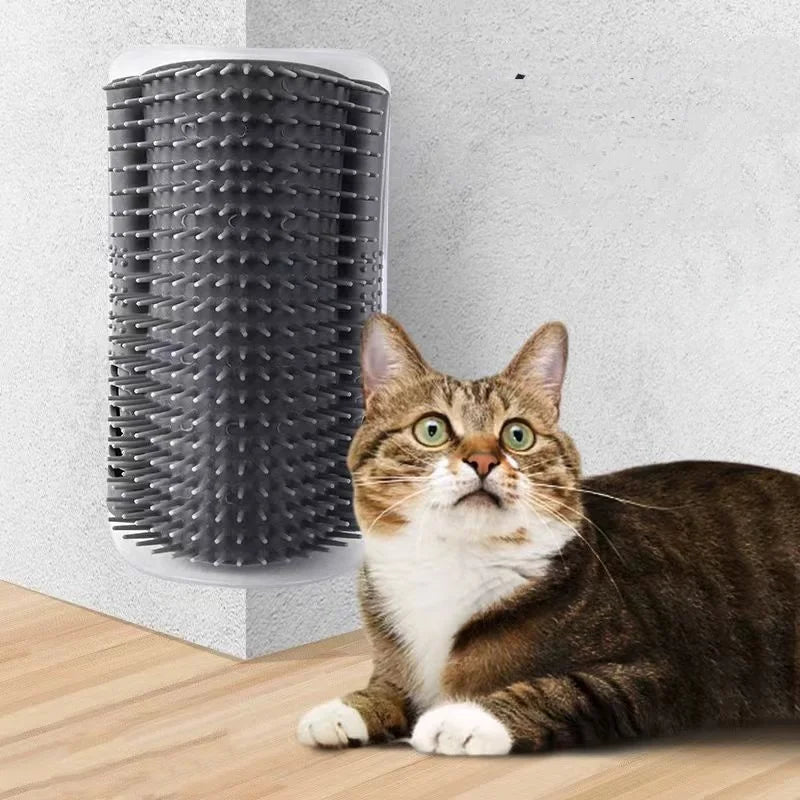MyPetStop™ Self-Grooming Cat Brush – Corner & Wall-Mounted Massager with Catnip